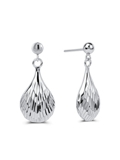 92.5 Silver Mermaid Tear Drop Earrings in Rhodium Polish