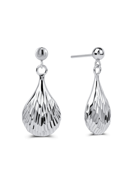 Mermaid Tear Drop Earrings (Rhodium)