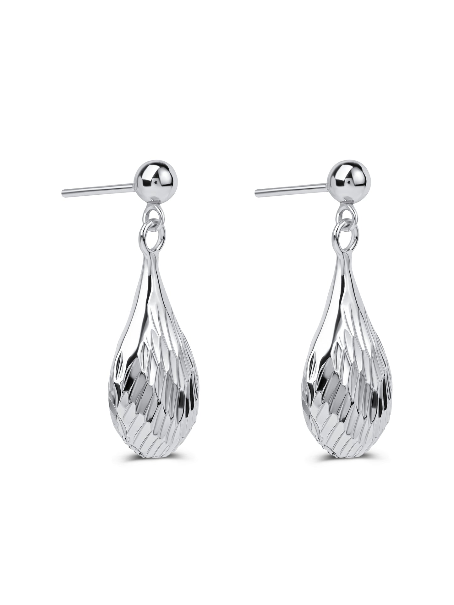 92.5 Silver Mermaid Tear Drop Earrings in Rhodium Polish