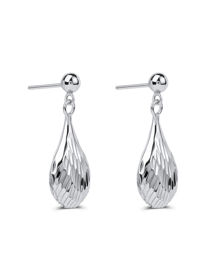 92.5 Silver Mermaid Tear Drop Earrings in Rhodium Polish