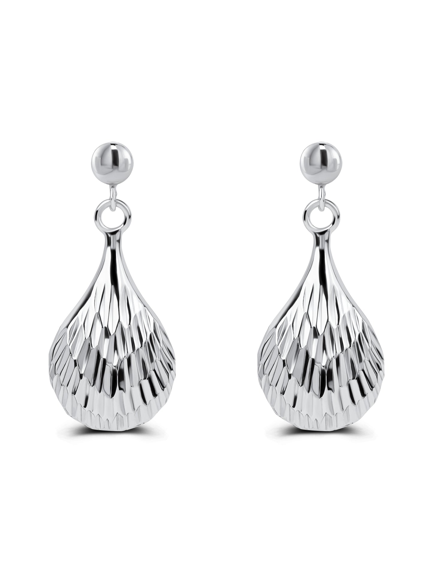 92.5 Silver Mermaid Tear Drop Earrings in Rhodium Polish