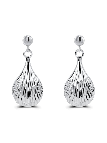 92.5 Silver Mermaid Tear Drop Earrings in Rhodium Polish