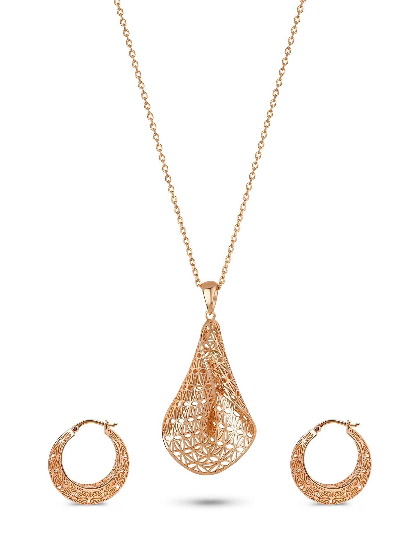 92.5 Silver Intricate Mesh Work Pendent Set in Gold Polish