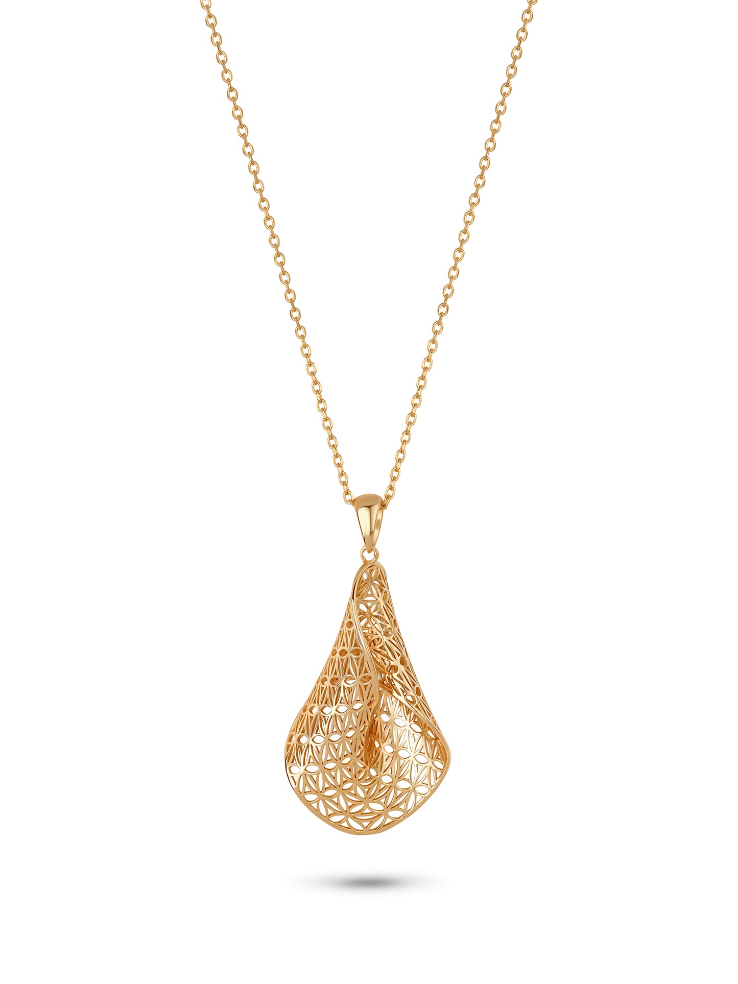 92.5 Silver Intricate Mesh Work Pendent Set in Gold Polish