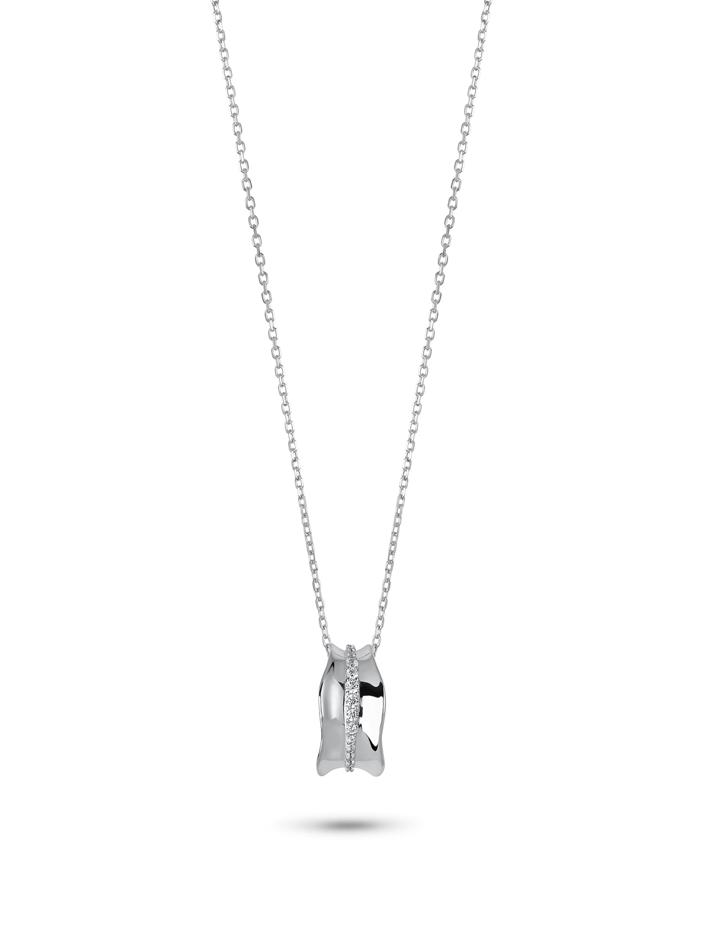 Delicate Silver Pendent set with Diamond Line