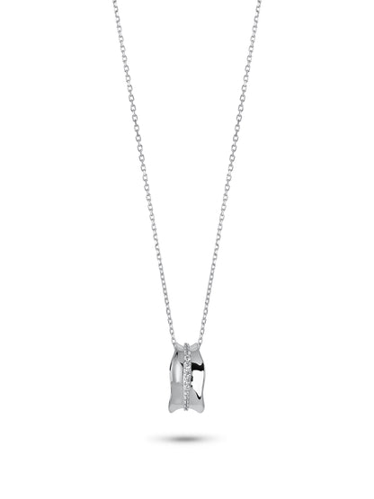 Delicate Silver Pendent set with Diamond Line