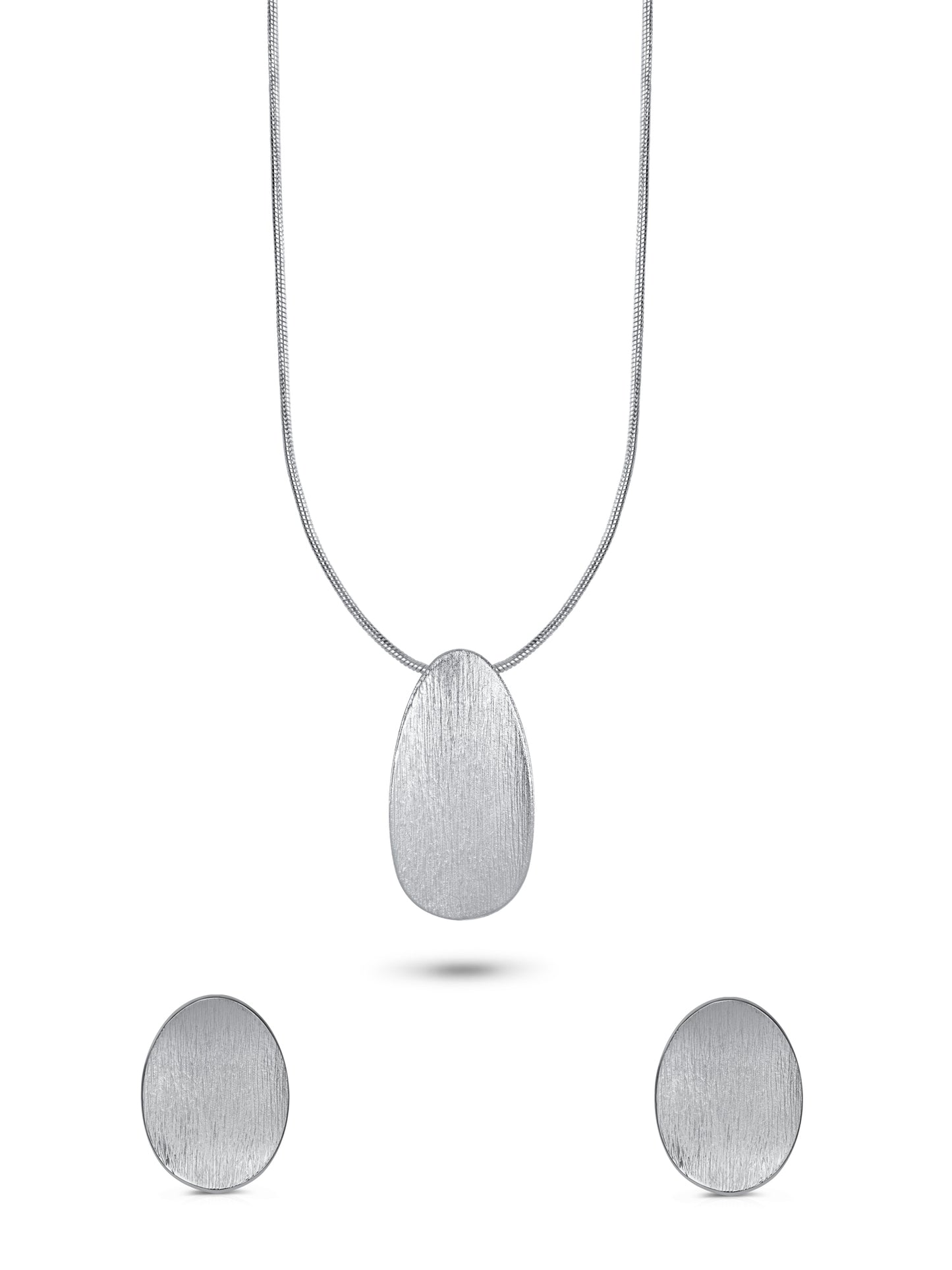 Rustic Pendent Set With Chain (Rhodium)