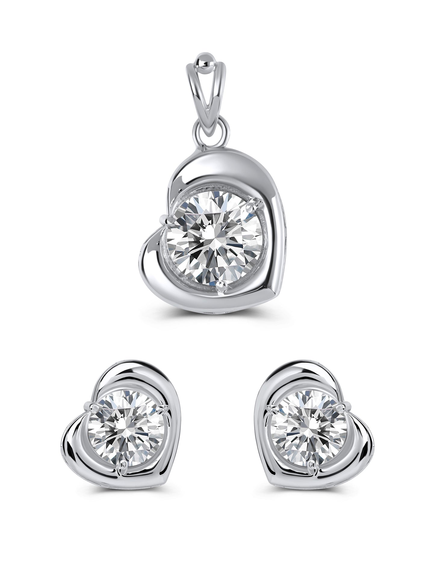 Stylish Tilted Heart Swarovski Pendant Set