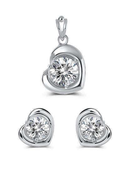 Stylish Tilted Heart Swarovski Pendant Set