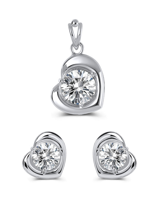 Stylish Tilted Heart Swarovski Pendant Set