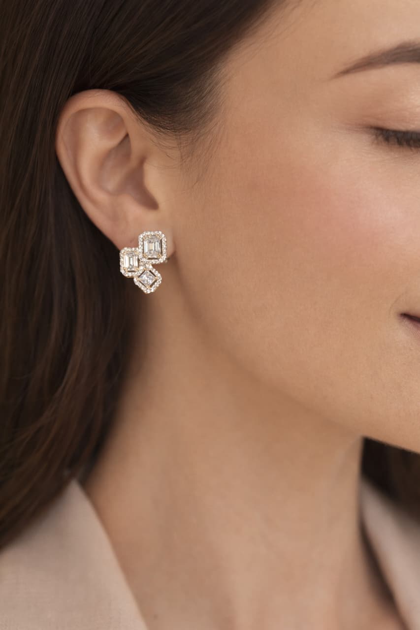 Swarovski Octo And Princess Cut Studs