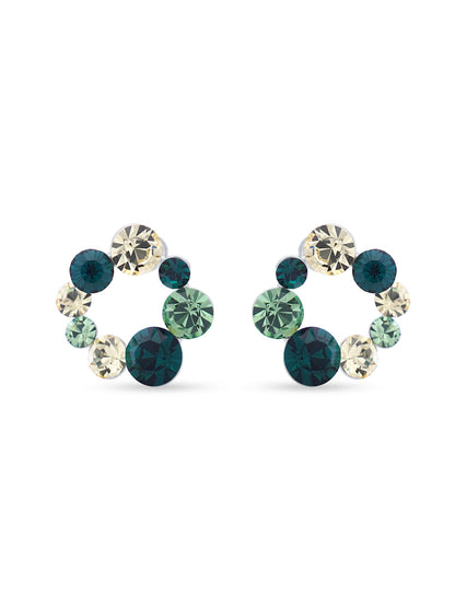 Shades Of Green Swarovski C Shape Crystal Earrings