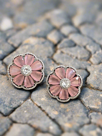 Floral Zircon Diamond Earrings
