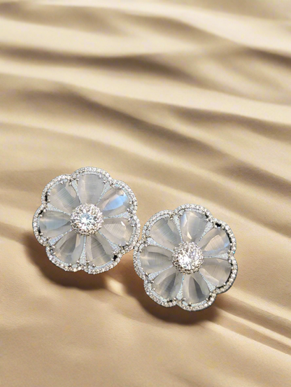 Floral Zircon Diamond Earrings
