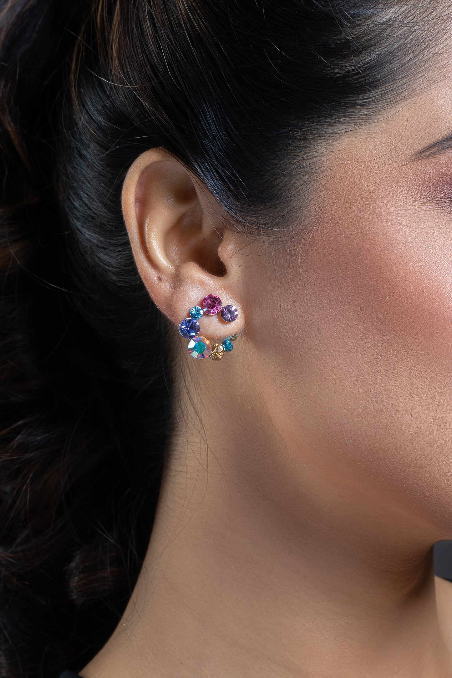 Multi Colour Swarovski Crystal Hoops