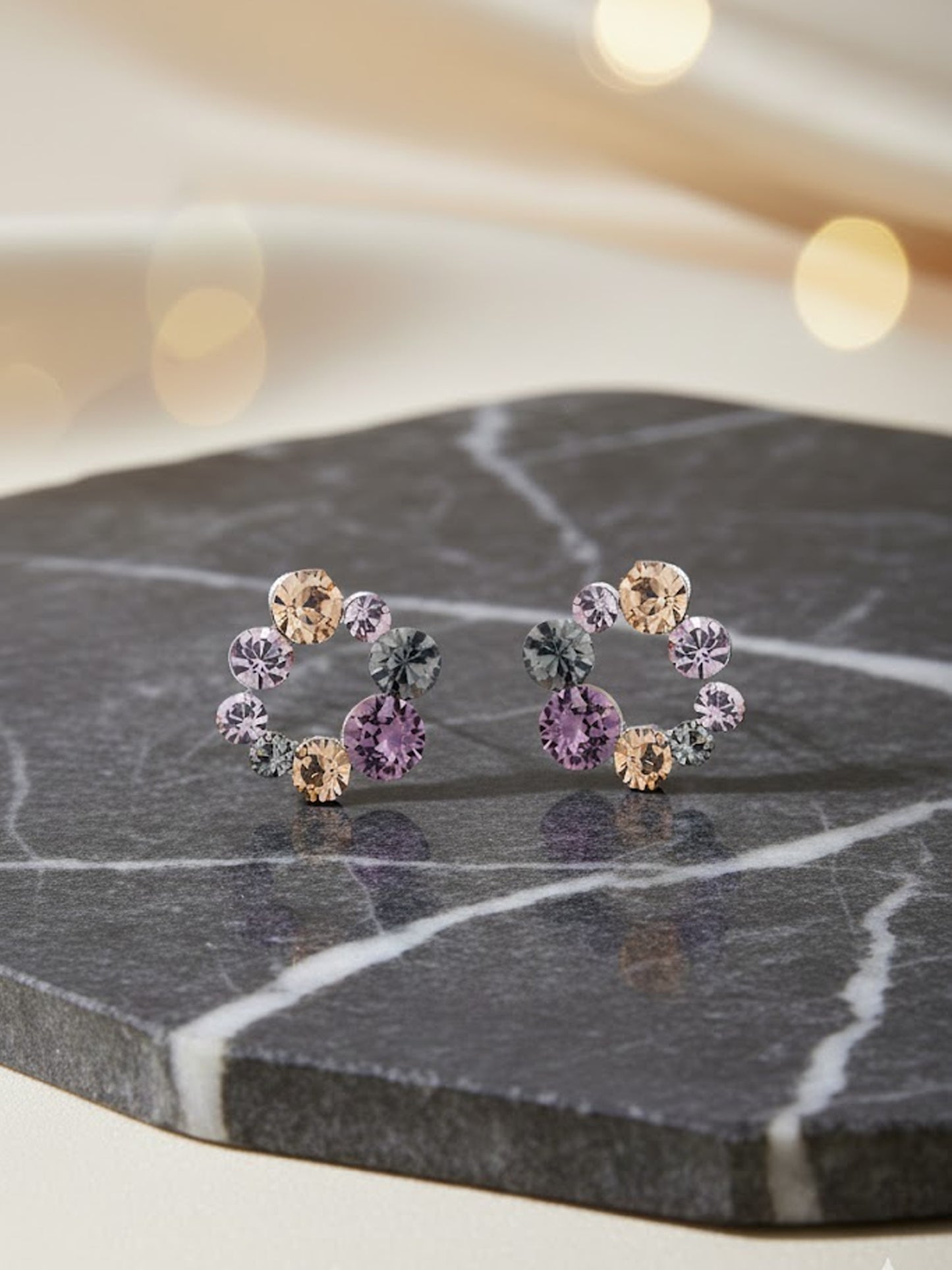 Lavender Blush Swarovski C Shape Crystal Earrings