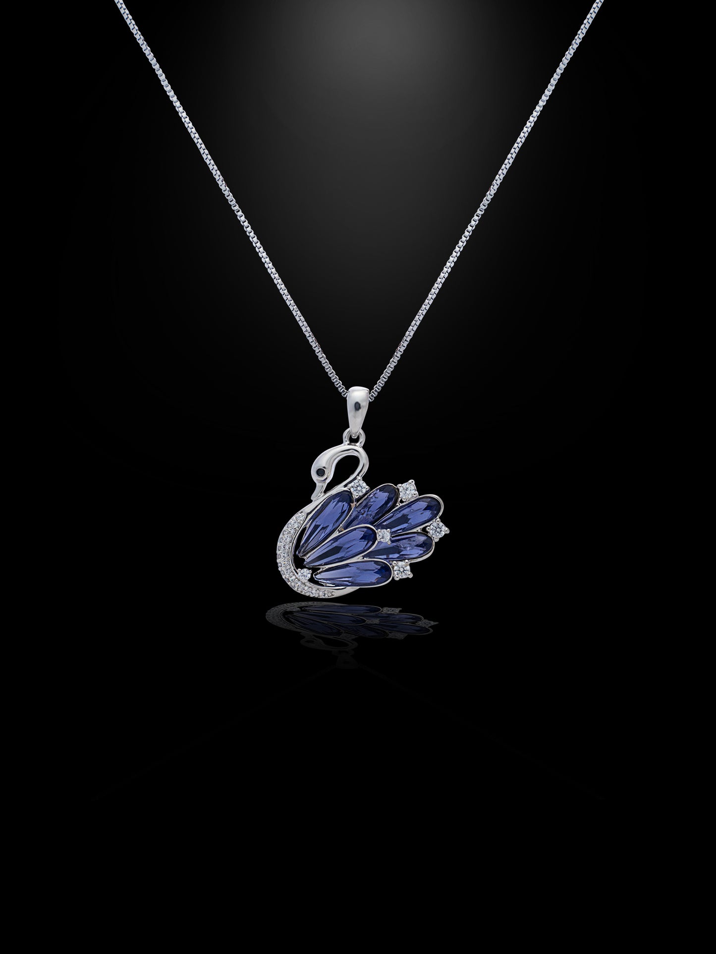 Mauve Swan Swarovski Crystal Pendant