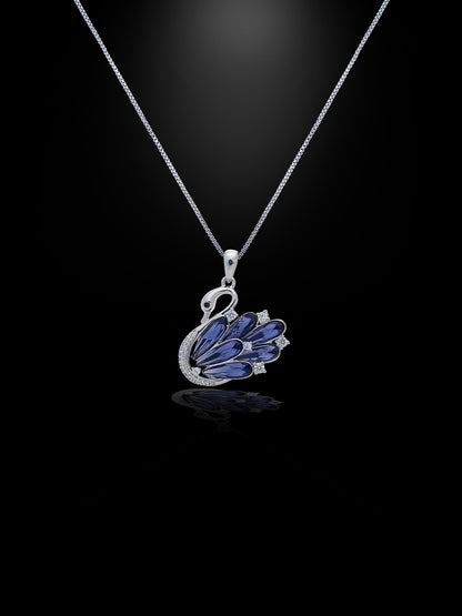 Mauve Swan Swarovski Crystal Pendant