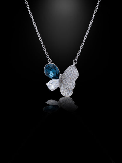 Blue Swarovski Crystal Butterfly Pendant