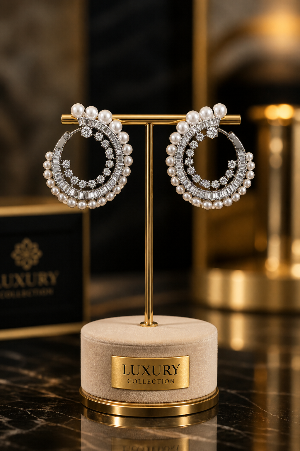 925 Sterling Silver Swarovski Pearl Hoops In Rhodium Finish