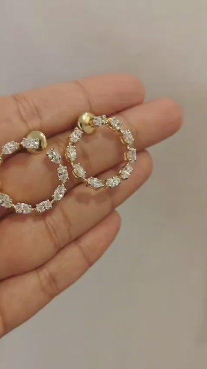 925 Sterling Silver Oval Cut Swarovski Crystal Earings