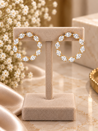 925 Sterling Silver Oval Cut Swarovski Crystal Earings