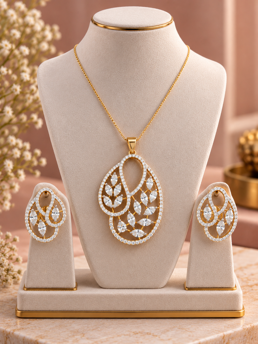 925 Sterling Silver Swarovski Dazzle Pendant Set