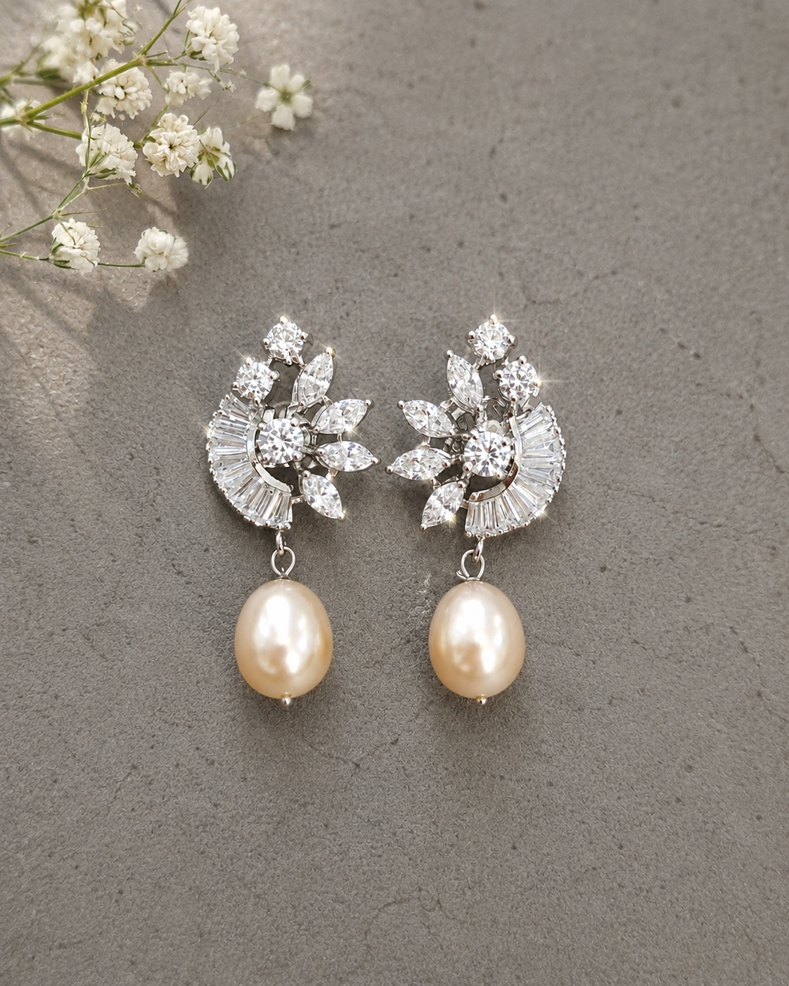925 Sterling Silver Fresh Water Pearl Swarovski  Earrings