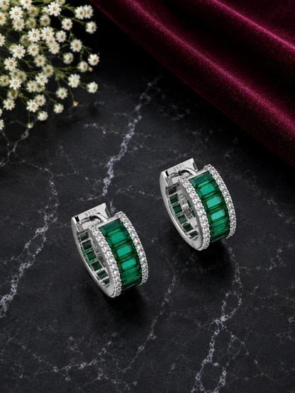925 Sterling Silver Swarovski Crystal Emerald Green Balis
