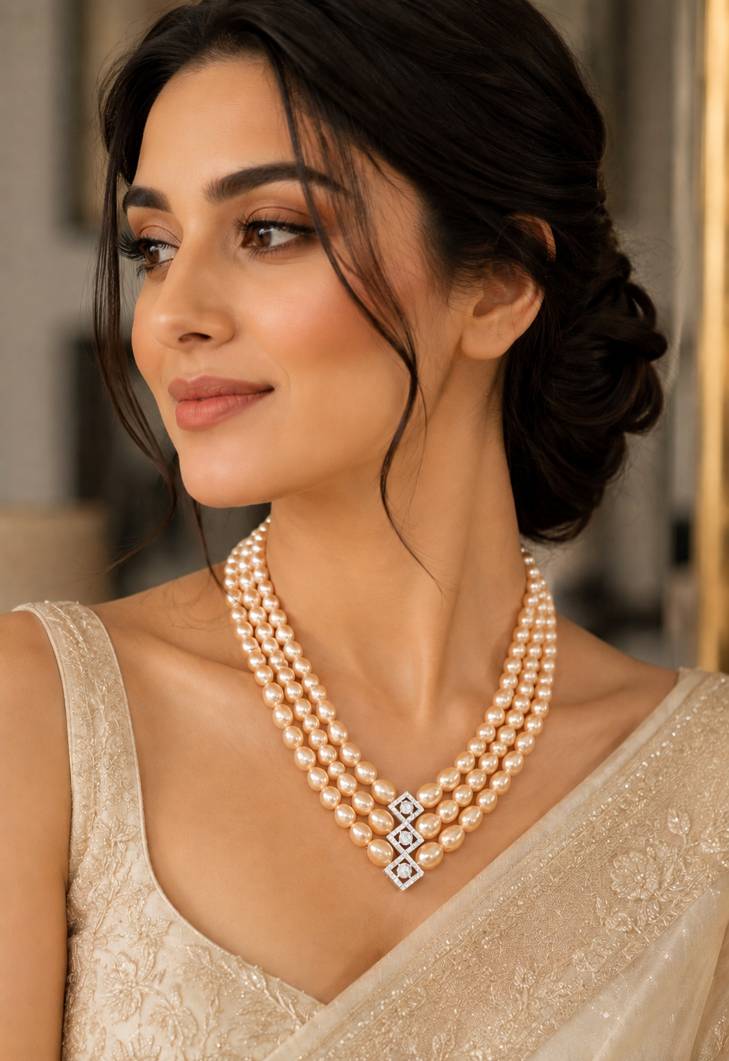 925 Sterling Silver Fresh Water Pearl Swarovski Crystal Necklace