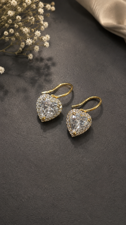 925 Sterling Silver Swarovski Heart Hook Style Earings