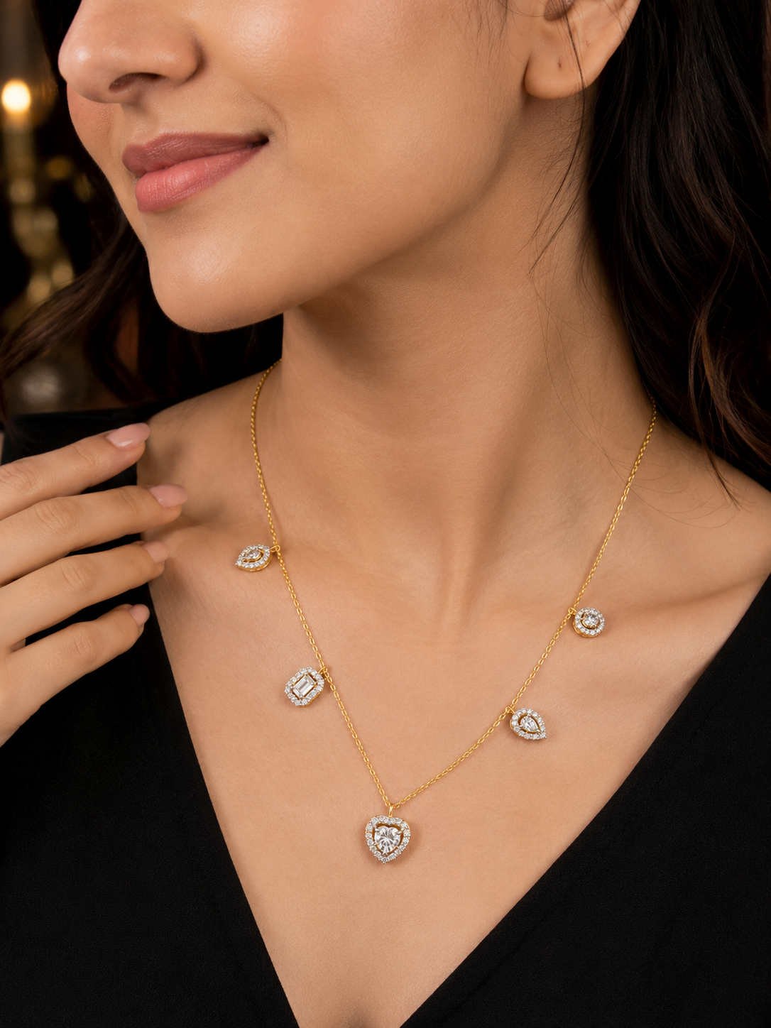 925 Sterling Silver Multi Shape Neckpiece