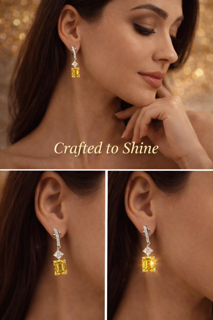 925 Sterling Silver Swarovski Topaz Crystal Earrings
