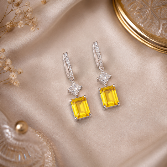 925 Sterling Silver Swarovski Topaz Crystal Earrings