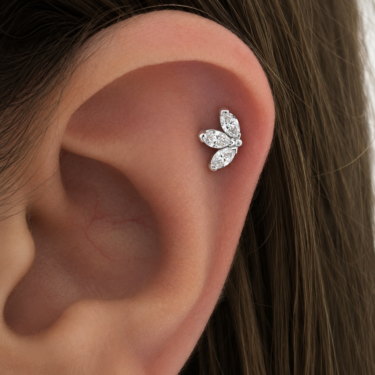 925 Sterling Silver Swarovski Marquise Lotus Studs