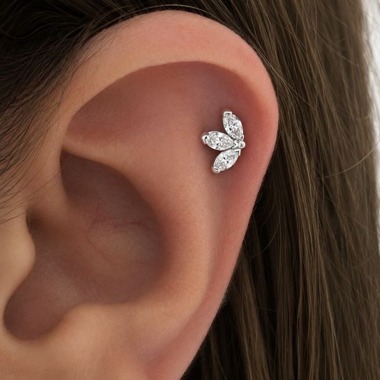 925 Sterling Silver Swarovski Marquise Lotus Studs