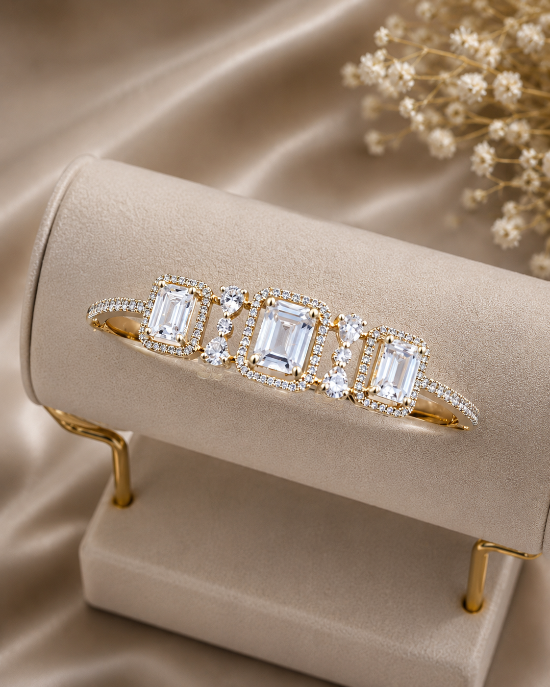 925 Sterling Silver Swarovski Crystal Emerald Cut Bracelet