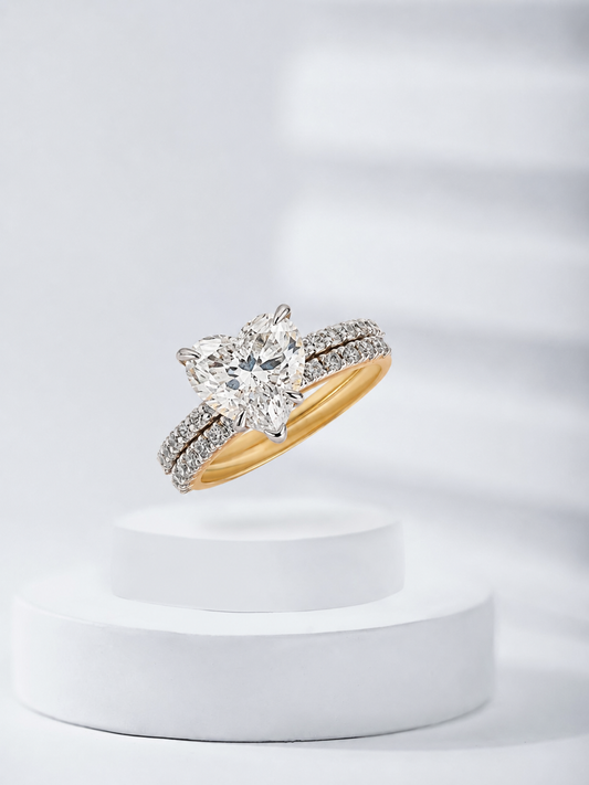 925 Sterling Silver Swarovski Heart Double Ring