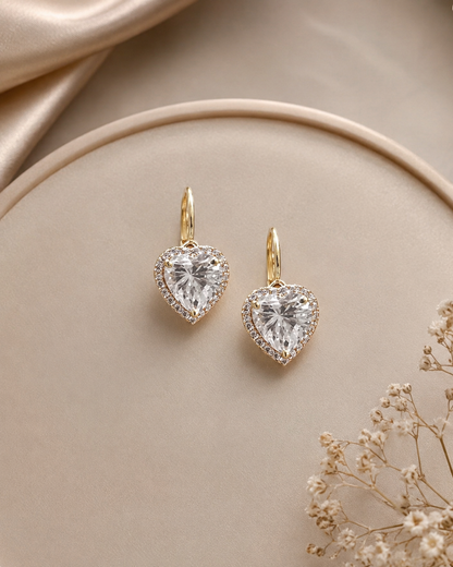 925 Sterling Silver Swarovski Heart Hook Style Earings