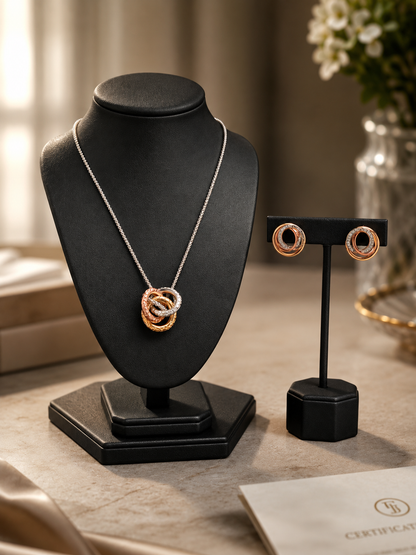 925 Sterling Silver Interlocked Pendent Set