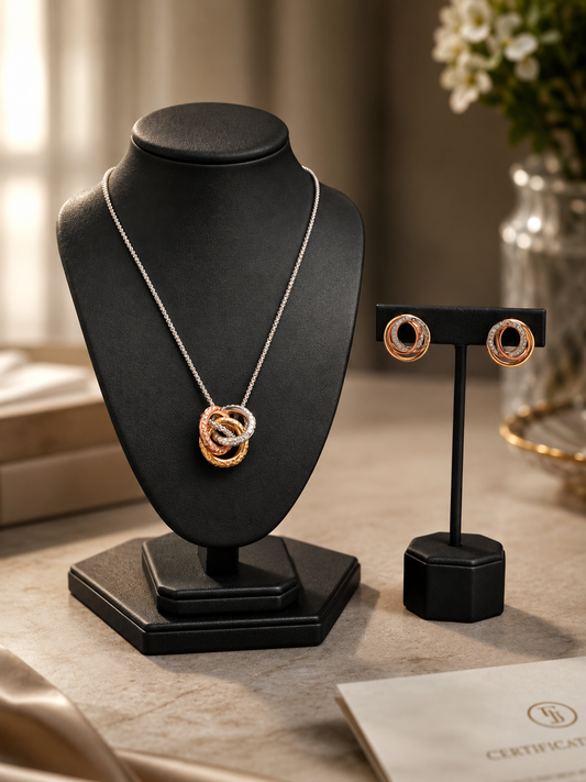 925 Sterling Silver Interlocked Pendent Set