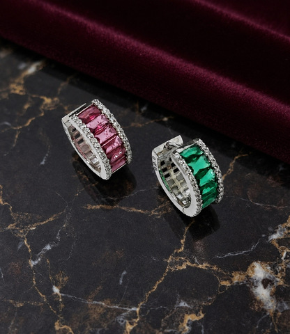 925 Sterling Silver Swarovski Crystal Emerald Green Balis