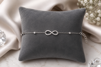 925 Sterling Silver Swarovski Crystal Infinity Tennis Bracelet Silver Look