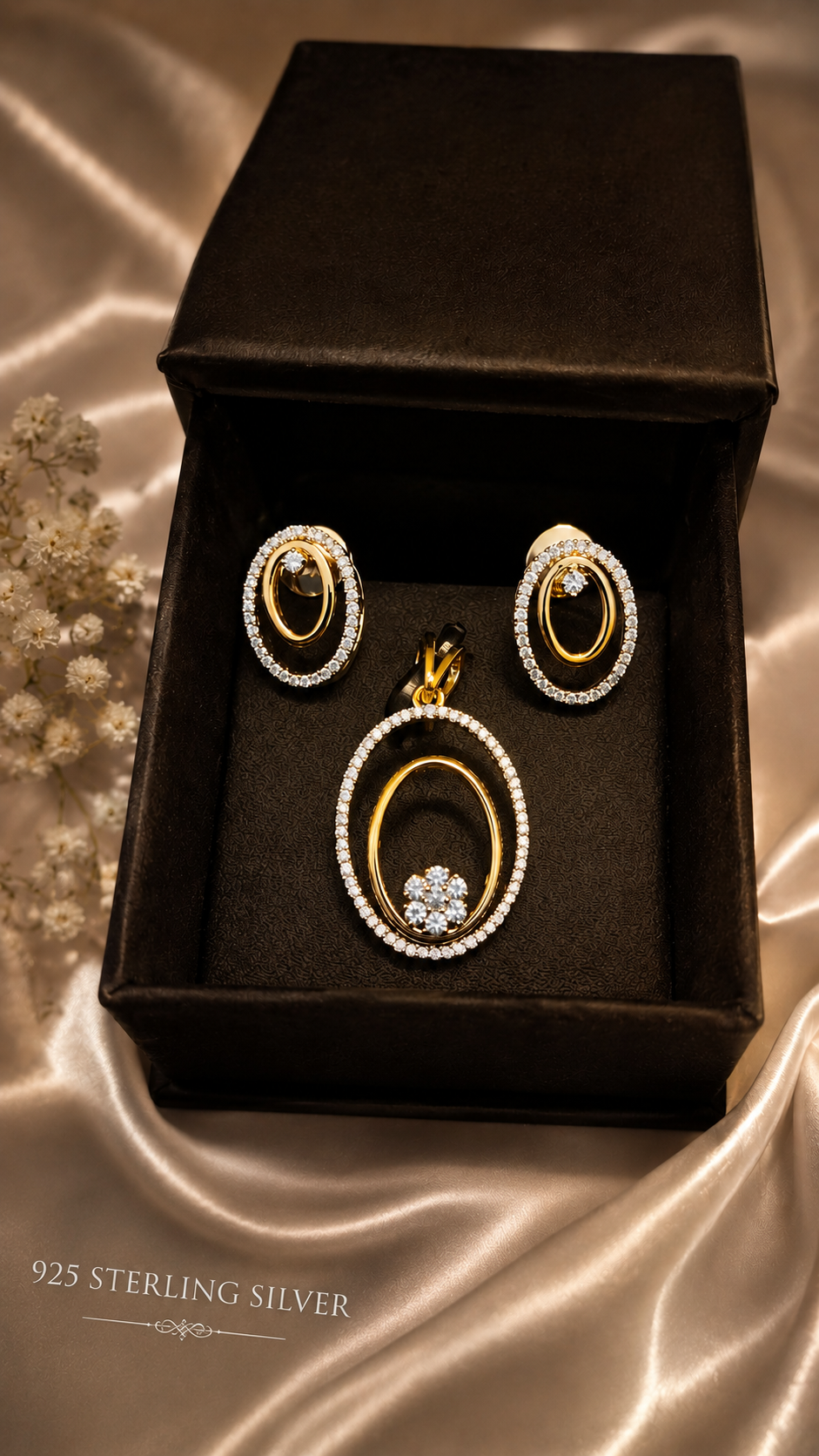 925 Sterling Silver Swarovski Dazzle Pendant Set