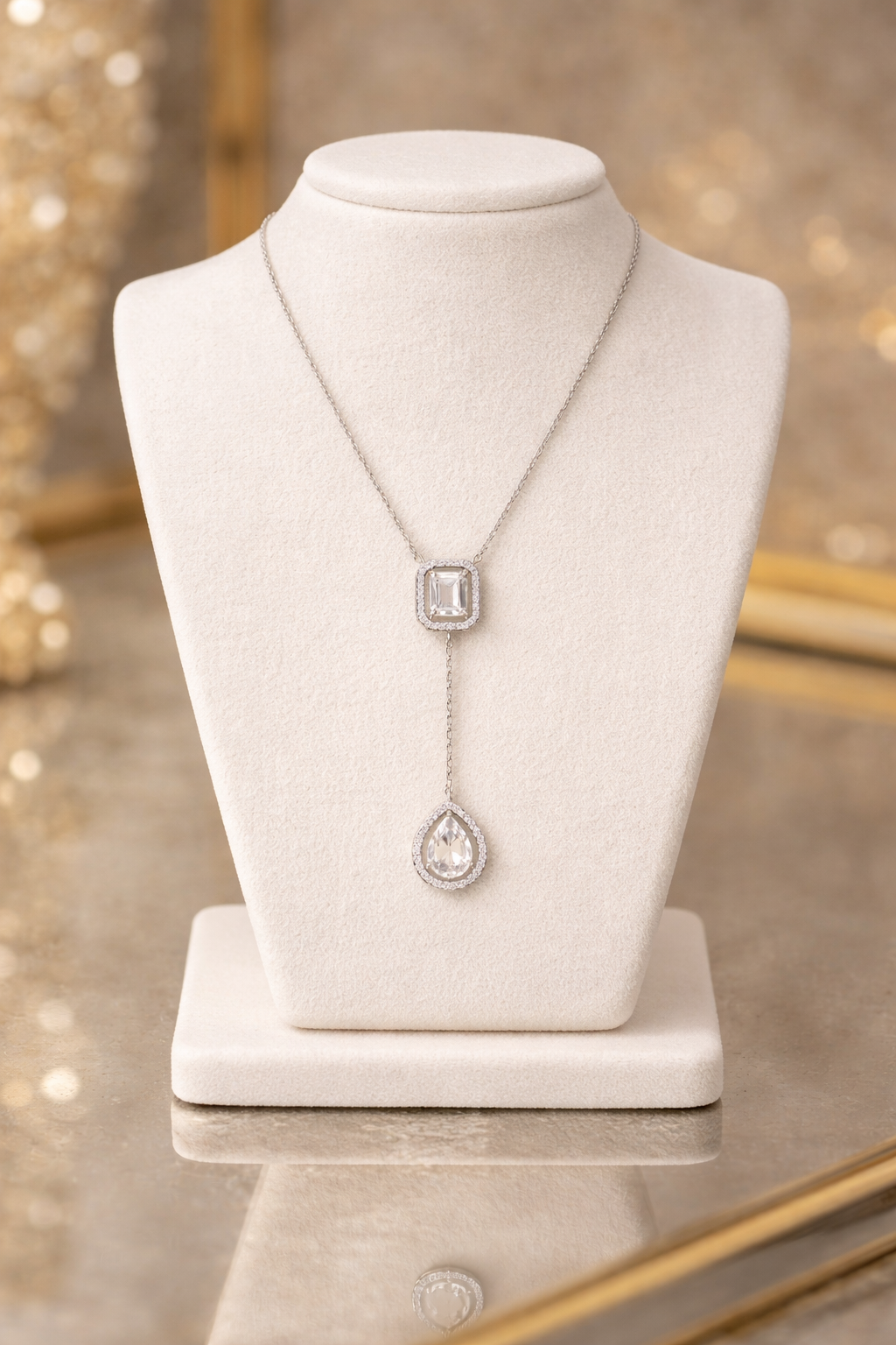 925 Sterling Silver Twin Drop Swarovski Pendant