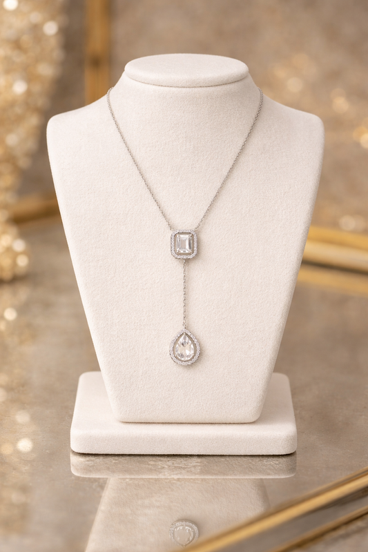 925 Sterling Silver Twin Drop Swarovski Pendant