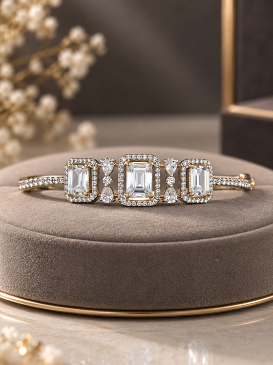 925 Sterling Silver Swarovski Crystal Emerald Cut Bracelet