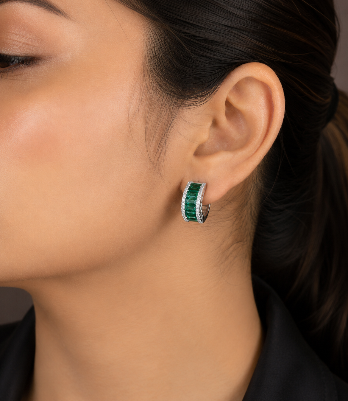 925 Sterling Silver Swarovski Crystal Emerald Green Balis