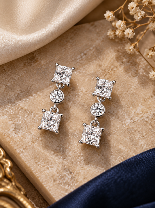 925 Sterling Silver Swarovski Second Pierce Earings