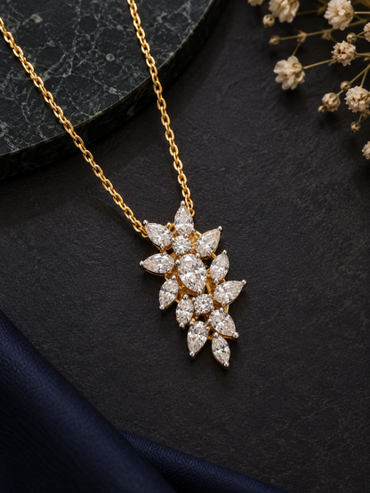 925 Sterling Silver Multi Shape  Swarovski Crystal Chain Pendant
